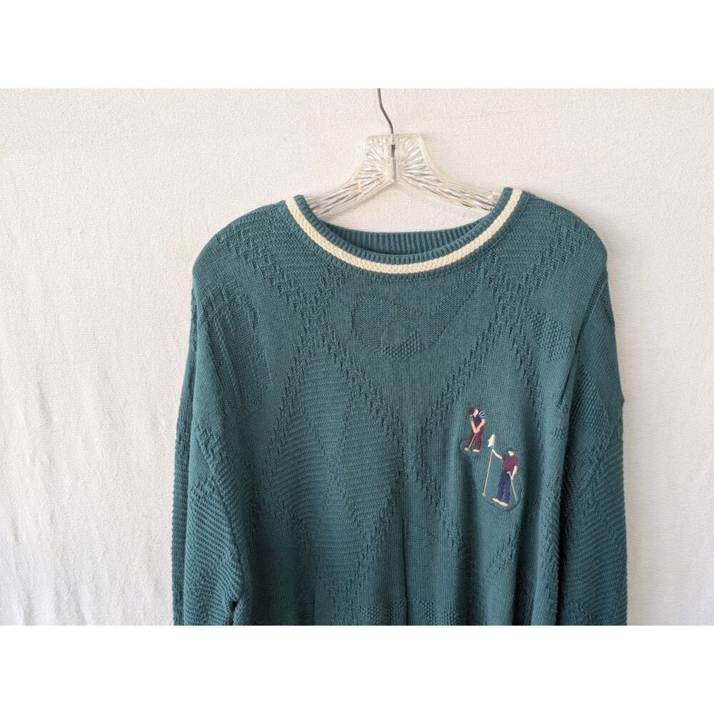 Vintage Expressions Golf Themed Knit Cotton Sweater Men's Size Large - Picture 3 of 14